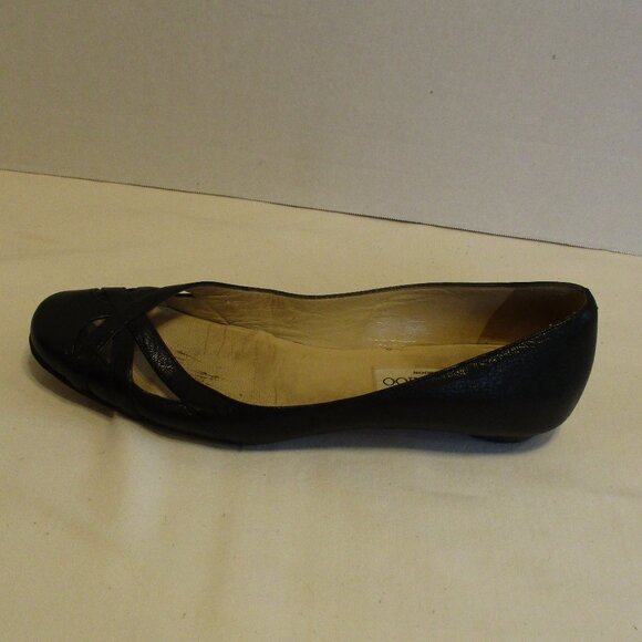 Jimmy Choo Woman Size 37 Black Tan Slide On Flat Shoes - Picture 4 of 13